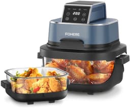Draagbare Airfryer met 4 Functies en 2 Glazen Bakplaten — thumbnail 1