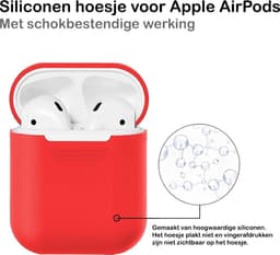 Hoesje - Geschikt voor Apple Airpods 2 - Siliconen Hoes met Clip - Silicone Case Cover - Rood — thumbnail 3