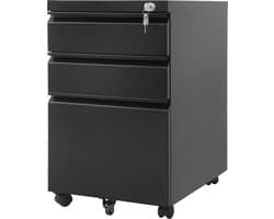 Maclean MC-850 - Ladeblok - Ladeblok Bureau - Ladesysteem - Kast voor onder Bureau - op Wieltjes - Zwart