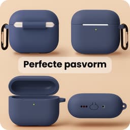 Hoesje Geschikt voor Apple Airpods Pro 3 - Siliconen Hoes met Clip - Silicone Case Cover - Grijsblauw — thumbnail 3