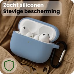 Case - Geschikt voor Apple Airpods Pro 3 - Siliconen Hoes met Clip - Silicone Hoesje Cover - Lichtblauw — thumbnail 4