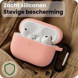 Case - Geschikt voor Apple Airpods Pro 3 - Siliconen Hoes met Clip - Silicone Hoesje Cover - Lichtroze — thumbnail 4