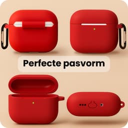 Case - Geschikt voor Apple Airpods Pro 3 - Siliconen Hoes met Clip - Silicone Hoesje Cover - Rood — thumbnail 3