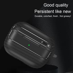 Telestore - Hoesje geschikte voor AirPods Pro 3 - TPU carbon zwart hoesje Beschermhoes - Shockproof AirPods Pro 3 Cover - AirPods Pro 3 Hoesje - Geschikt voor Apple Airpods Pro 3 - grijs - carbon TPU cover — thumbnail 3
