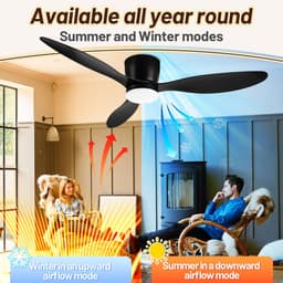 40W LED Plafondventilator met verlichting 132 cm Ventilator met LED verlichting Dimbaar met afstandbediening Zwart en Wit — thumbnail 3