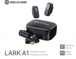 Hollyland LARK A1 Combo Mini Wireless Microphone for iPhone and Android (2 TX + USB-C RX + Lightning RX + Charging Case), Magnetic Mic for YouTube, TikTok, Podcasts, Vlogging (Black) — thumbnail 1