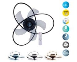 Het moderne LED -plafondlicht "Leccio" inclusief ventilator, nachtlichtfunctie, dim- en lichttemperatuurinstelling is uitgerust met stevig geïnstalleerde LED's en heeft een geschatte Øvon 58 cm.