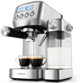 Lugia Pistonmachine 20 Bar - Koffiemachine met Automatische Melkopschuimer - Espressomachine - Led display - 20 bar - Ccappuccino, latte en macchiato - RVS Lugia — thumbnail 1