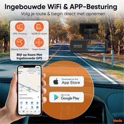 Nexlis Dual Dashcam 4K Ultra HD - Dashcam voor Auto - Voor en Achter - GPS - 4K & 1080P - Nachtzicht - Parkeerstand - Wifi & App - Loop Recording - G-Sensor - Incl. 64GB SD-Kaart — thumbnail 3