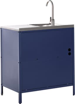 BELIANI VILAMA - Buitenkeukenkast met spoelbak - Blauw - Staal — thumbnail 2