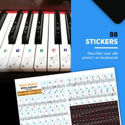 Finesse Piano Stickers - Herbruikbaar Zonder Lijmresten - 32/37/49/54/61/88 - Witte & Zwarte toetsen - Toetsenwijzer — thumbnail 2