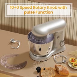 Royal Swiss® - Keukenmachine Keukenrobot met Mengkom 5L - 1500W Planetair Mengsysteem - 10 Snelheden + Pulse - RVS Mengkom - Roze — thumbnail 5