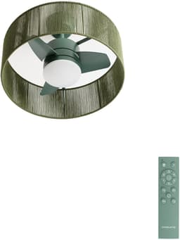CREATE - Stille plafondventilator 25W met licht - Sage - Ø55cm - WIND LAMP WOVEN — thumbnail 1