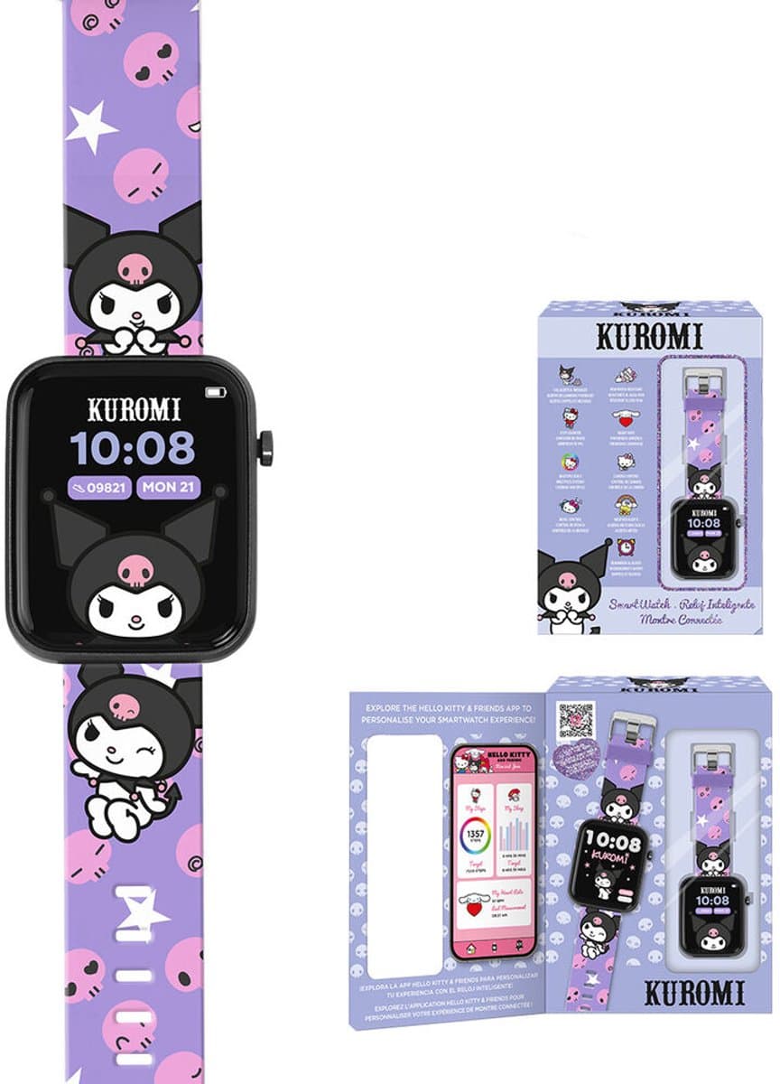 Kuromi interactieve smartwatch – kind horloge met app – touchscreen en camera – Paars – 11,4x16x5 cm — afbeelding 1