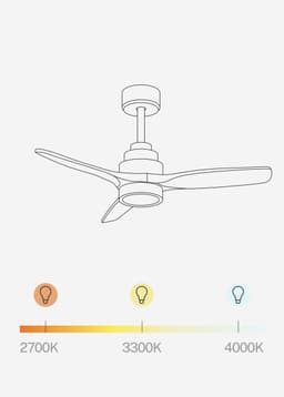 CREATE - Plafondventilator 40W silent 100% hout - Wit - Ø112cm - Met licht - Controller voor wandmontage + afstandsbediening - WIND STYLANCE — thumbnail 2