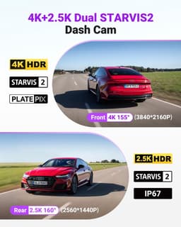 Vantrue S1 Pro Max 4K+2.5K Dashcam Voor- en Achterkant, Dual STARVIS 2 Dashcam, 2-Kanaals HDR Dashcamera voor Auto's, PlatePix Nachtzicht, 5G WiFi, Spraakbediening, GPS, ADAS, 24Uur Parkeermodus, Max. 1TB. — thumbnail 4
