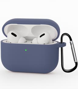 Hoesje - Geschikt voor Apple Airpods Pro 3 - met Clip - Siliconen Hoes - Silicone Case Cover - Grijsblauw — thumbnail 1
