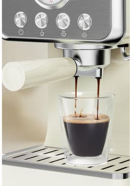 Jocca Espresso Coffee Maker 2709 – 1400 W – 15 bar – Manometer & melkopschuimer – Retro design – Crème — thumbnail 3