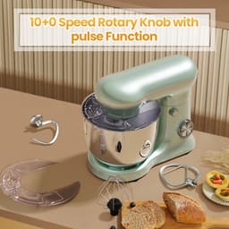 Keukenmachine Keukenrobot met Mengkom 5L - 1500W Planetair Mengsysteem - 10 Snelheden + Pulse - RVS Mengkom - Mintgroen Royal Swiss® — thumbnail 5
