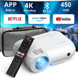 White-Label® Mini Beamer - Film Projector met Bluetooth - Draagbare Beamer - 4K Kwaliteit - Wit — thumbnail 1