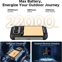 DOOGEE V MAX S 5G-Robuuste Smartphone-Robuuste Telefoon- 22000 mAh/33 W -24 GB RAM+ 256 GB ROM- 6,58 inch + 120 Hz - Kampeerlamp - Nachtzichtcamera- Android 14- Face ID-IP68-Dubbele luidsprekers-Grijs — thumbnail 4