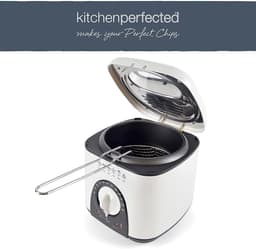 Compacte friteuse met thermostaat en antiaanbaklaag - 1 liter, ivoorwit — thumbnail 5