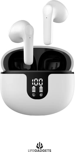 Lifepods s61 draadloze oordopjes - Bluetooth oordopjes - Draadloze oortjes - Oortjes draadloos - Earpods - Sport oordopjes - Geschikt voor Smartphone & Laptop - Wit — thumbnail 1