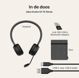 Jabra Evolve 65 TE - Headset Bedraad & draadloos - Bluetooth - USB-A- via Bluetooth-adapter - ruisonderdrukking - UC-gecertificeerd - zwart — thumbnail 4