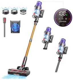 Hennova Steelstofzuiger - Steelstofzuiger draadloos - Vacuum cleaner - Verwijderbare accu - Zonder zak - Slimme LED functies - 50 Kpa zuigkracht - 500W - Zwart — thumbnail 1