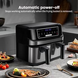 Heteluchtfriteuse - Aifryer - 9 liter XXL - 2 onafhankelijke lades van 4,5 liter - 8 automatische programma's met LED-touchscreen - 2 Kookvakken — thumbnail 5