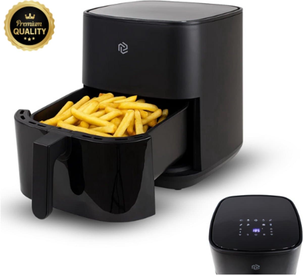 Airfryer 5.5L met Touchscreen – 1500W – 9 Programma’s – Timer & Eigen Instellingen – Heteluchtfriteuse - 80ºC-200ºC – Zwart — afbeelding 1