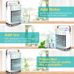 Mobiele airco zonder afvoerslang - 3-in-1 - Ventilator - Voor Slaapkamer & Woonkamer - 4 Snelheden - Airconditioning - Draagbare Aircooler - LED Verlichting — thumbnail 3