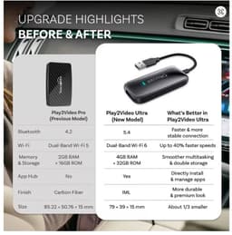 Ottocast Play2Video Ultra – Draadloze alles-in-1-adapter voor CarPlay/Android Auto — thumbnail 2