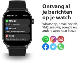 OOQE WATCH PRO 8 - Smartwatch Heren en Dames | Geschikt voor iOS en Android | AMOLED | Notificaties | Gezondheidsanalyse | Sportanalyse | GPS Koppeling | Bellen | Muziek/Audio Luisteren | Ergonomisch | Nederlandstalig | Zwart — thumbnail 5