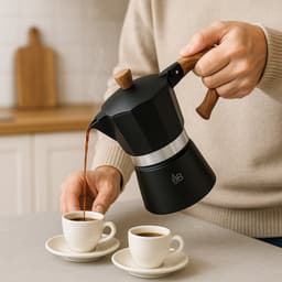 Adore Maison Barista – Moka pot 6 Kops – Zwart met Houten Handvat – Traditionele Espressomaker voor Gas & Elektrisch — thumbnail 5