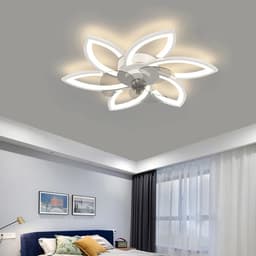 6 Sterren Plafondlamp Met Ventilator - Wit - Met Afstandsbediening - Smart lamp - Dimbaar Met App - 6 Standen Ventilator - Woonkamerlamp - Moderne lamp - Plafoniere — thumbnail 4