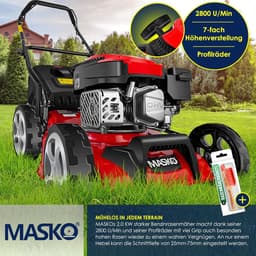 Benzine Grasmaaier 3in1 met 50L Opvangzak | Duwmaaier met 42 cm Maaibreedte en 7-standen Maaihoogte | Mulchfunctie en Versnipperen van Takken — thumbnail 2