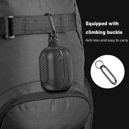 Geschikt voor Samsung Galaxy Buds 3 Pro/Buds 3 beschermhoes, zachte TPU schokbestendige beschermhoes, koolstofvezeltextuur met sleutelhanger, zwart — thumbnail 3