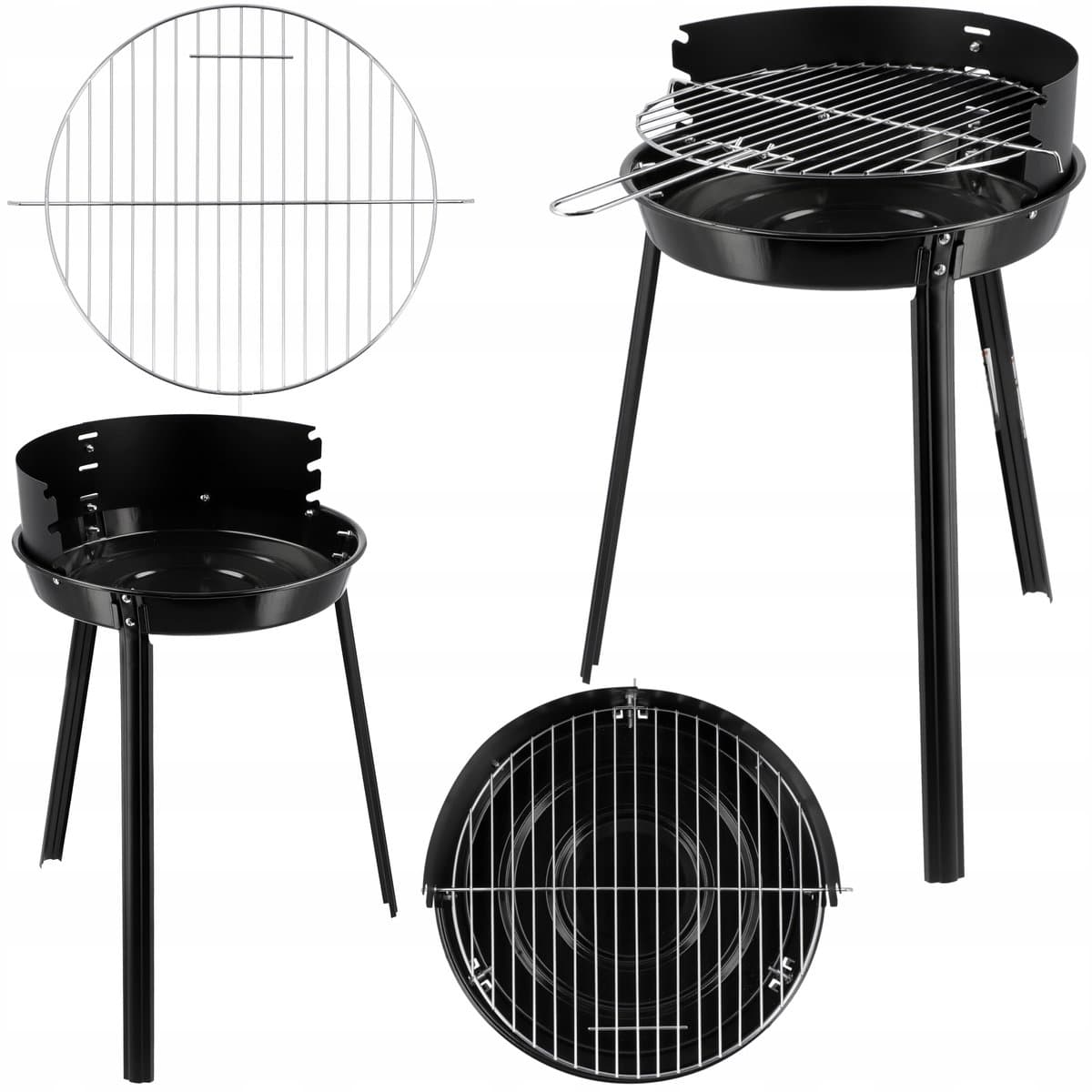 Klassieke ronde houtskoolgrill 36 cm - draagbaar en verstelbaar — afbeelding 1