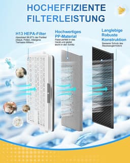 HEPA filterset voor stofzuiger: 3 filters + motorbescherming + uitlaat | Wasbaar en herbruikbaar | Allergievriendelijk | Tot 0,3 micrometer — thumbnail 5