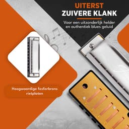 Finesse Mondharmonica - C Majeur - met Case - voor Volwassenen & Kinderen - Zilver — thumbnail 2