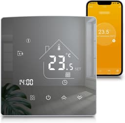 MKSS® Thermostaat voor cv - Draadloos met Wifi - Met App - Zilver — thumbnail 1