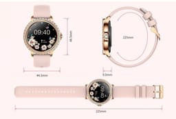 Stijl Ontmoet Slimheid: Knobbout 1.32” Smartwatch met Diamanten – Voor Vrouwen die Stralen! Bluetooth Bellen, Gezondheidstracker & AI Assistent- Zilver staal talen band met kristallen + extra siliconen band — thumbnail 4