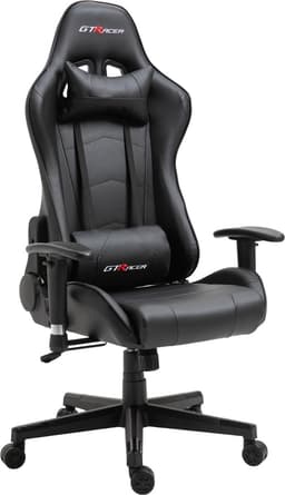 GTRacer Pro - Game Stoel - Gaming Stoel - Ergonomische Bureaustoel - Gamestoel - Verstelbaar - Gaming Chair - Zwart — thumbnail 1