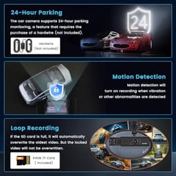 Draadloze WiFi Dashcam met 64 GB SD-kaart - FHD 1080P Auto Camera met Bewegingsdetectie en Loop-opname — thumbnail 2
