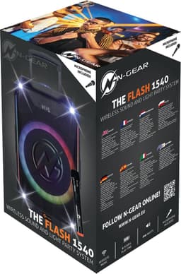 N-GEAR THE FLASH 1540 - Karaoke Speaker - 15" Woofer - Bluetooth - LED Lichtshow - Incl. Draadloze Microfoons — thumbnail 2