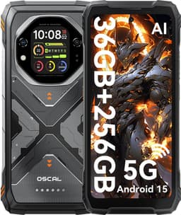 OSCAL TANK 1 - Robuuste Smartphone - 5G - 36GB RAM - 256GB ROM - 20000mAh - 6.78 inch FHD+ 120Hz - MTK Dimensity 7050 - 64MP+50MP+20MP Nachtzicht - Android 15 - AI Robuuste Telefoon - NFC - IP68/IP69K/GPS - Oranje — thumbnail 1