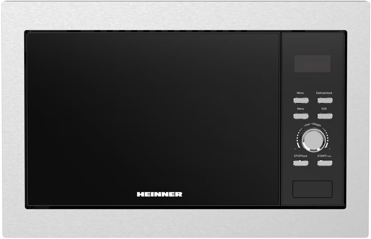 Heinner Inbouw Magnetron – 23L – 800W – Grill 1000 W & Ontdooifunctie – 5 Vermogensstanden – LED Display – Timer – RVS/Zwart — afbeelding 1