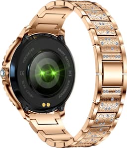 Stijl Ontmoet Slimheid: Knobbout 1.32” Scherm Roségouden Smartwatch met Diamanten – Voor Vrouwen die Stralen! Bluetooth Bellen, Gezondheidstracker & AI Assistent- Roségouden talen band met kristallen + extra siliconen band — thumbnail 3