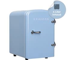 Kaaiman Mini Koelkast 4L – Mini Koelkast 12V & 220V – Cosmetische Koelkast – Warm & Koud Functie – Rechtsdraaiende Deur – Skincare Fridge – Blauw